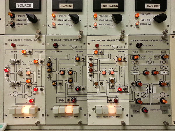 An image of the vacuum control system on an ion implanter